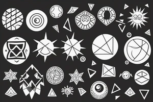 Geometric sun and moon tattoo idea