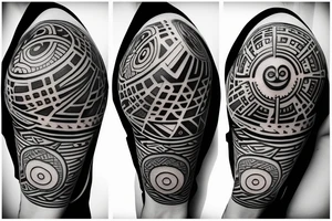 Geometric sun and moon tattoo idea