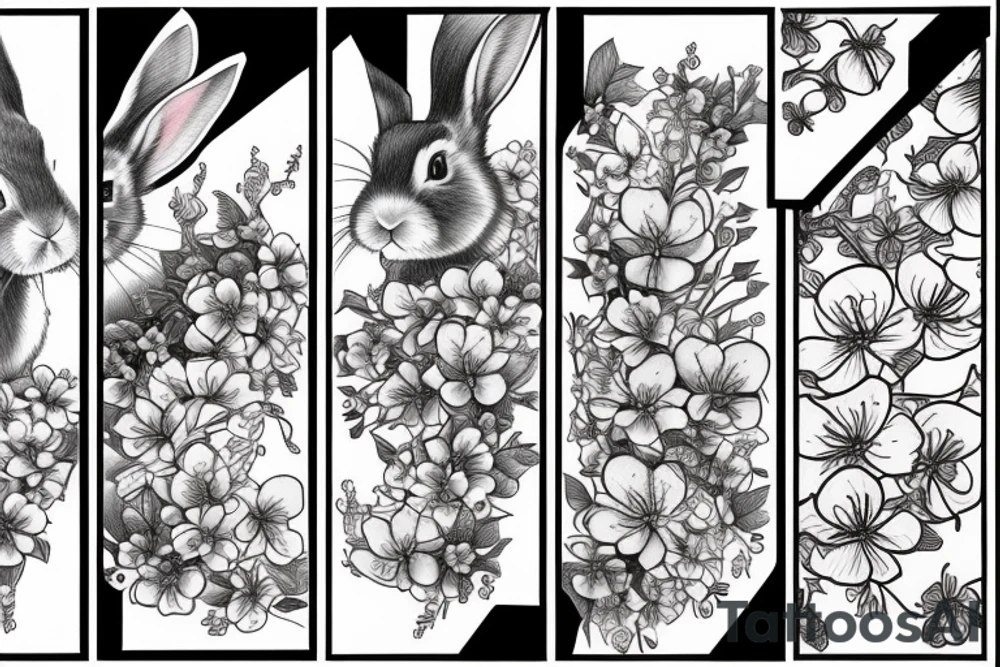 rabbit and cherry blossoms tattoo idea
