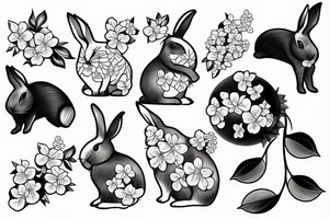 rabbit and cherry blossoms tattoo idea