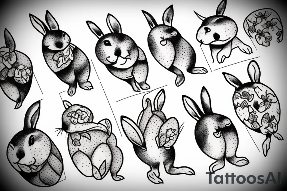 rabbit amongst cherry blossoms tattoo idea