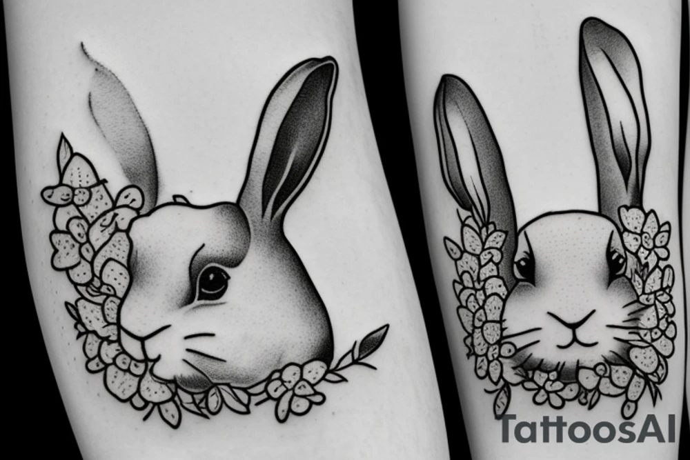 rabbit amongst cherry blossoms tattoo idea