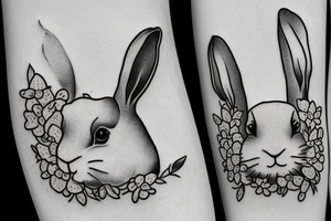 rabbit amongst cherry blossoms tattoo idea