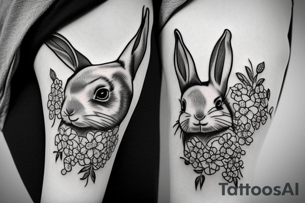 rabbit amongst cherry blossoms tattoo idea