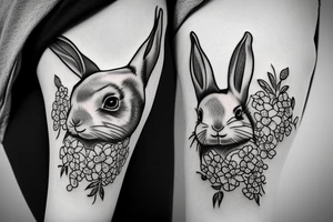 rabbit amongst cherry blossoms tattoo idea