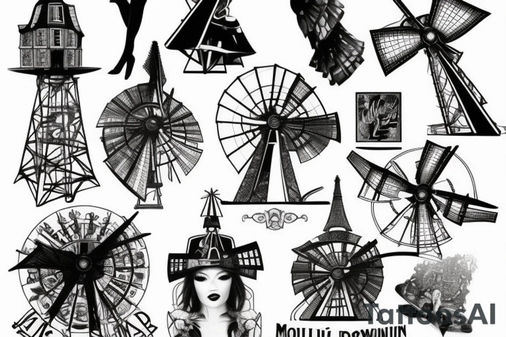 moulin rouge windmill tattoo idea