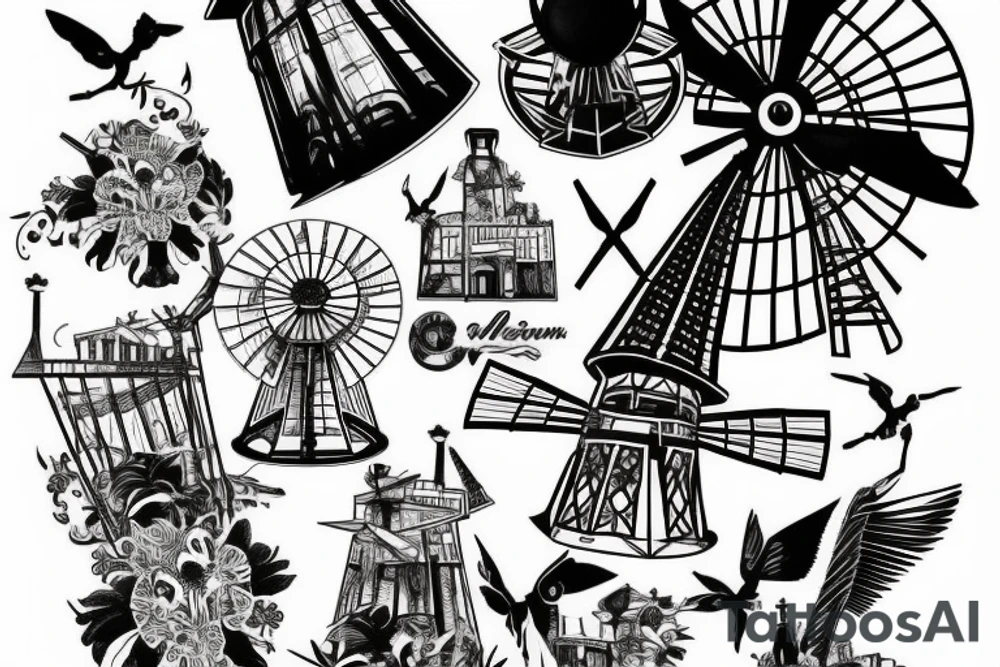 moulin rouge windmill tattoo idea