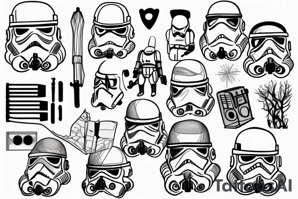 Birch tree with storm trooper helmet tattoo idea