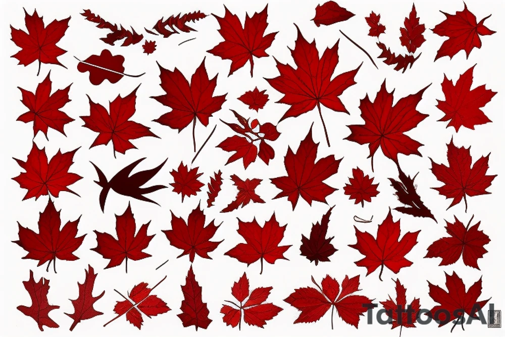 red maple leaf with a bottle of maple syrup tattoo idea