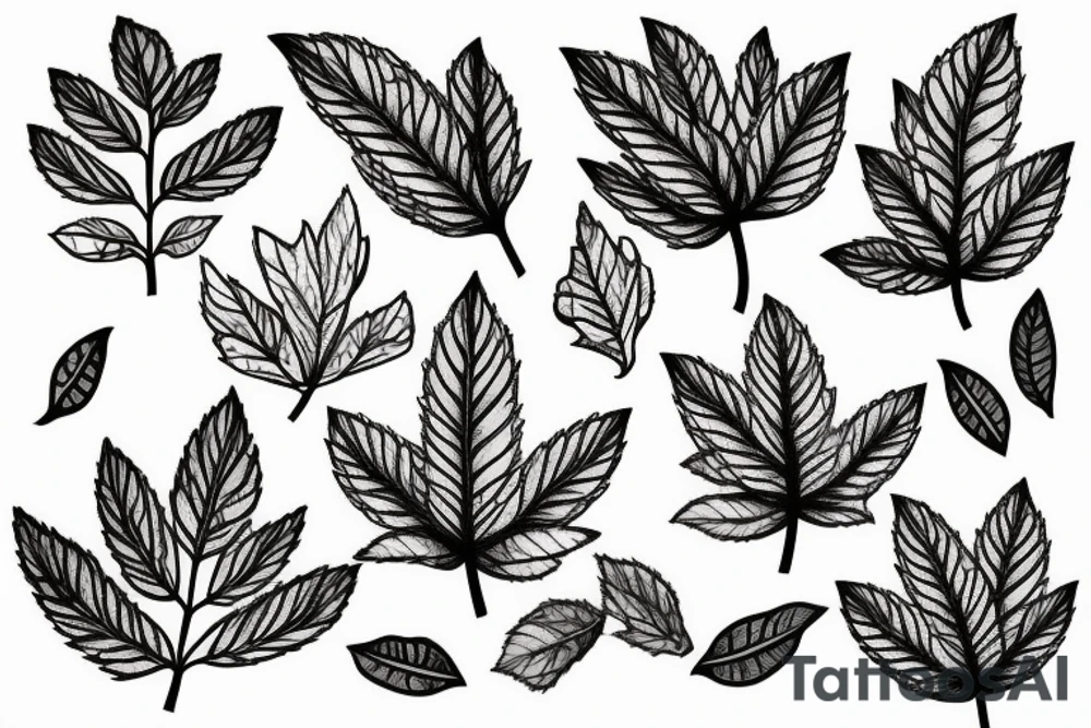 aspen tree with leaves surrounding it on the ground tattoo idea