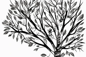 aspen tree with leaves surrounding it on the ground tattoo idea