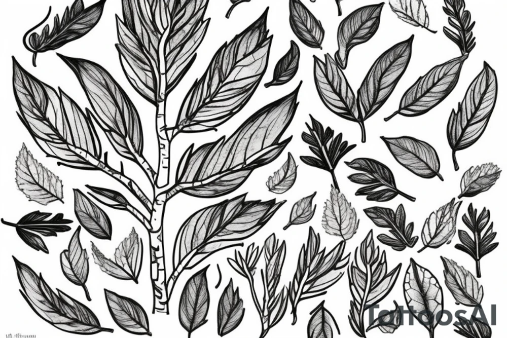 aspen tree with aspen leaves on the ground tattoo idea