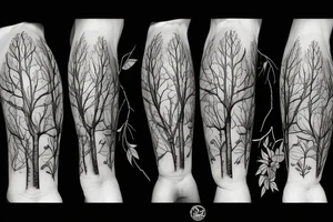 aspen tree with aspen leaves on the ground tattoo idea