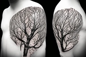 aspen tree with aspen leaves on the ground tattoo idea