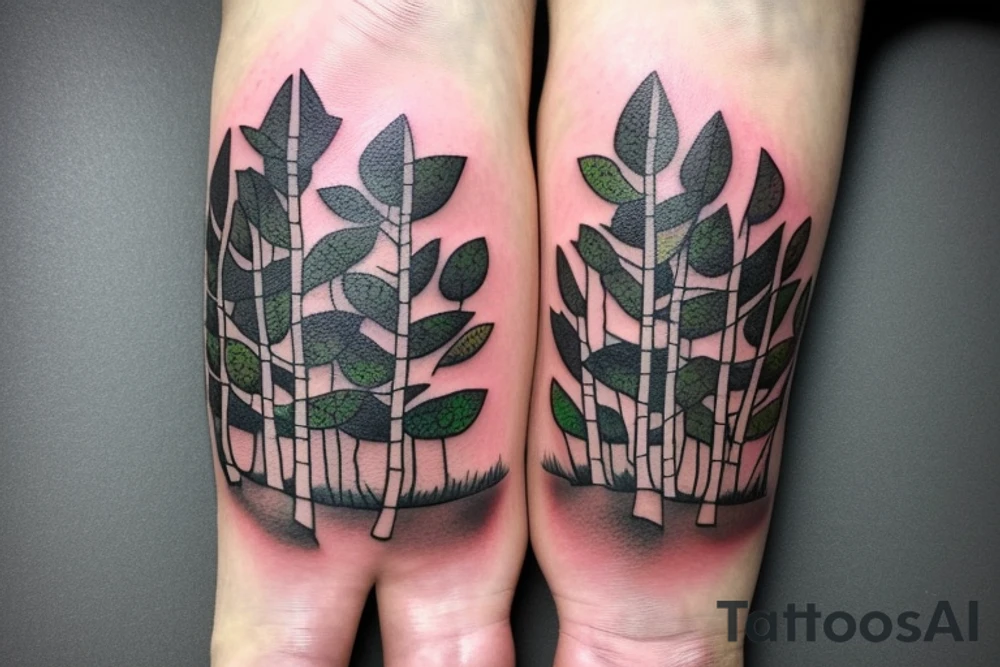 aspen tree with aspen leaves on a hiking trail right next to the tree tattoo idea