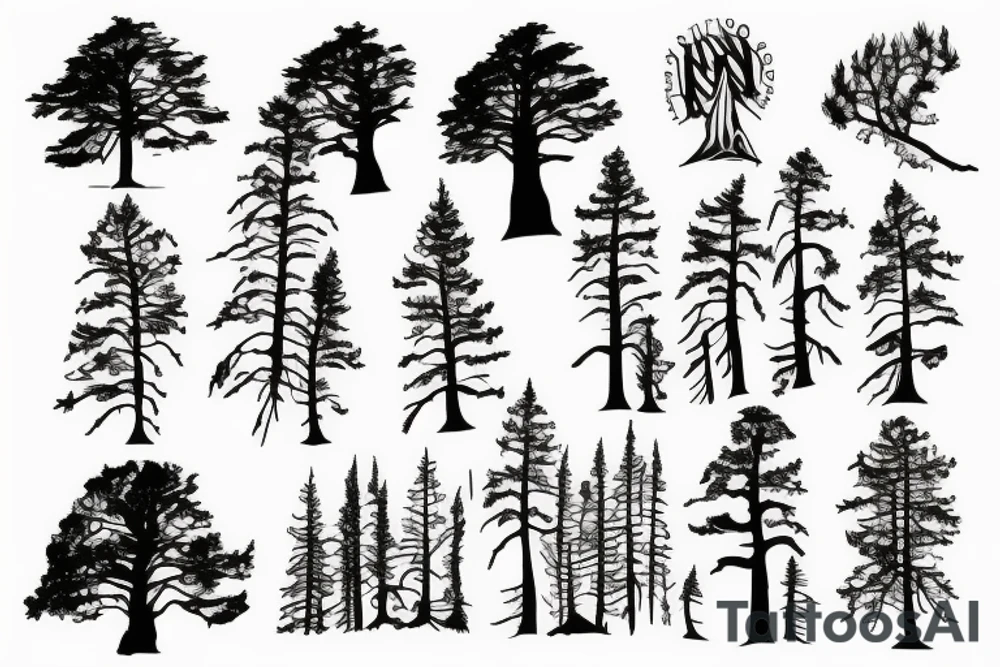 silhouette of a towering redwood tree tattoo idea