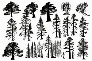 silhouette of a towering redwood tree tattoo idea