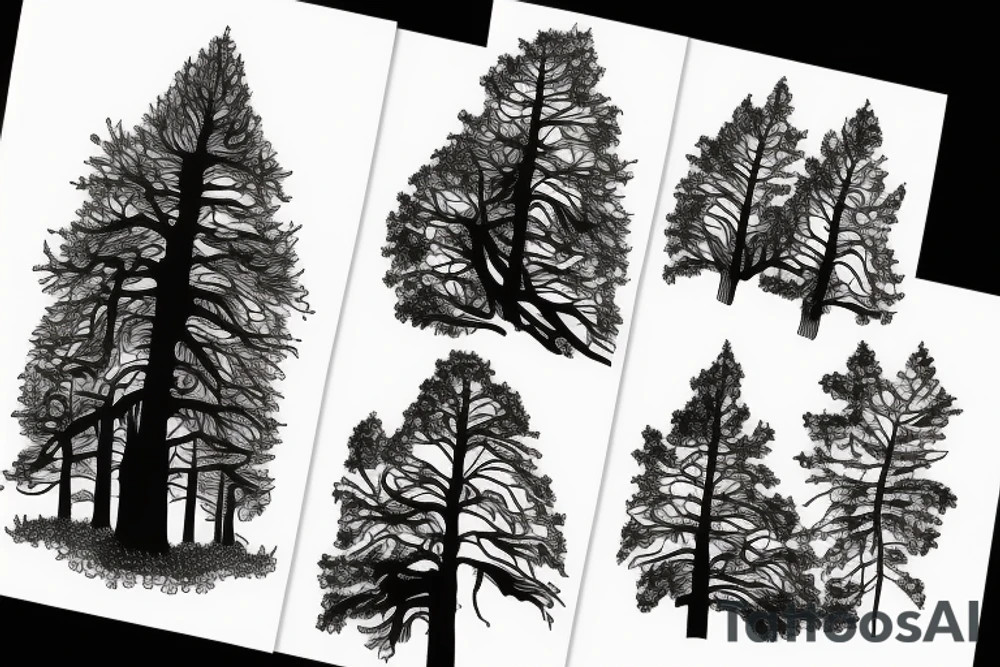 silhouette of a towering redwood tree tattoo idea