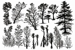 silhouette of a cypress tree tattoo idea