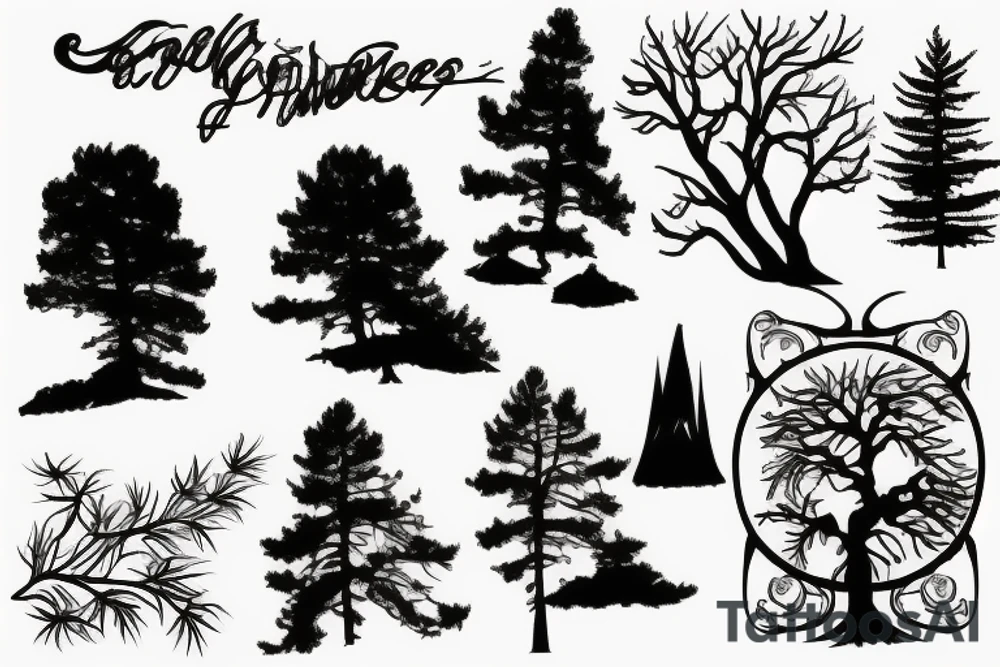 silhouette of a cypress tree tattoo idea