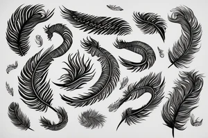 feather fire ash snake tattoo idea