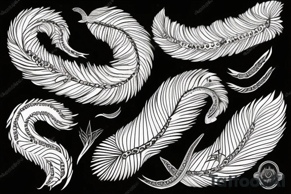 feather fire ash snake tattoo idea