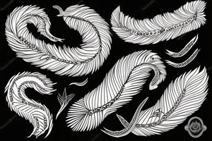 feather fire ash snake tattoo idea