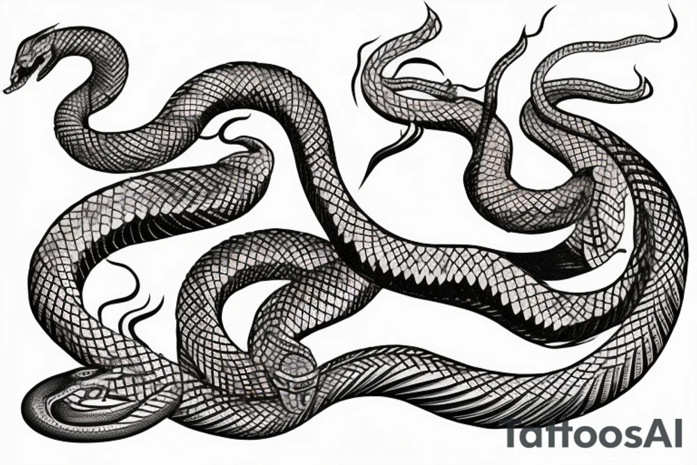 a burning feather in the form of a snake that turns into ashes tattoo idea