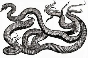 a burning feather in the form of a snake that turns into ashes tattoo idea