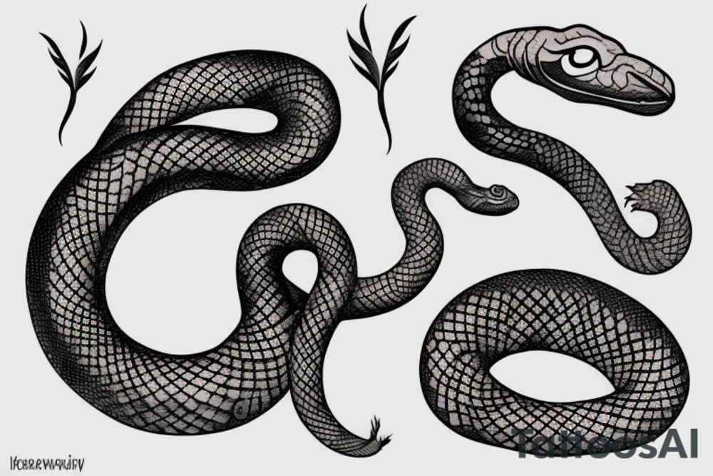 a burning feather in the form of a snake that turns into ashes tattoo idea