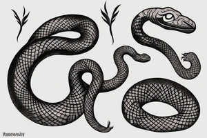 a burning feather in the form of a snake that turns into ashes tattoo idea