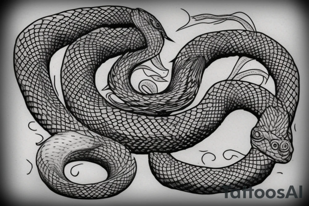 a burning feather in the form of a snake that turns into ashes tattoo idea
