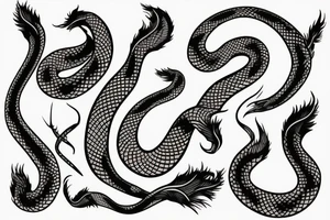 a burning feather in the form of a snake that turns into ashes tattoo idea