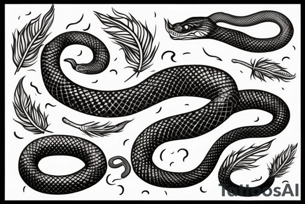 a burning feather in the form of a snake that turns into ashes tattoo idea