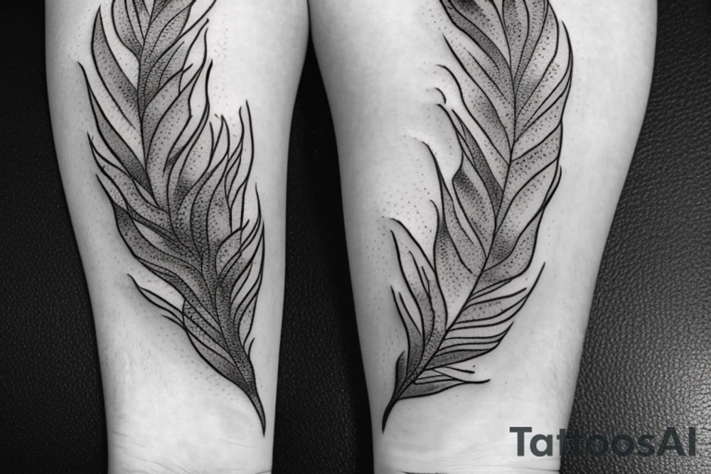 a burning feather in the form of a snake that turns into ashes tattoo idea