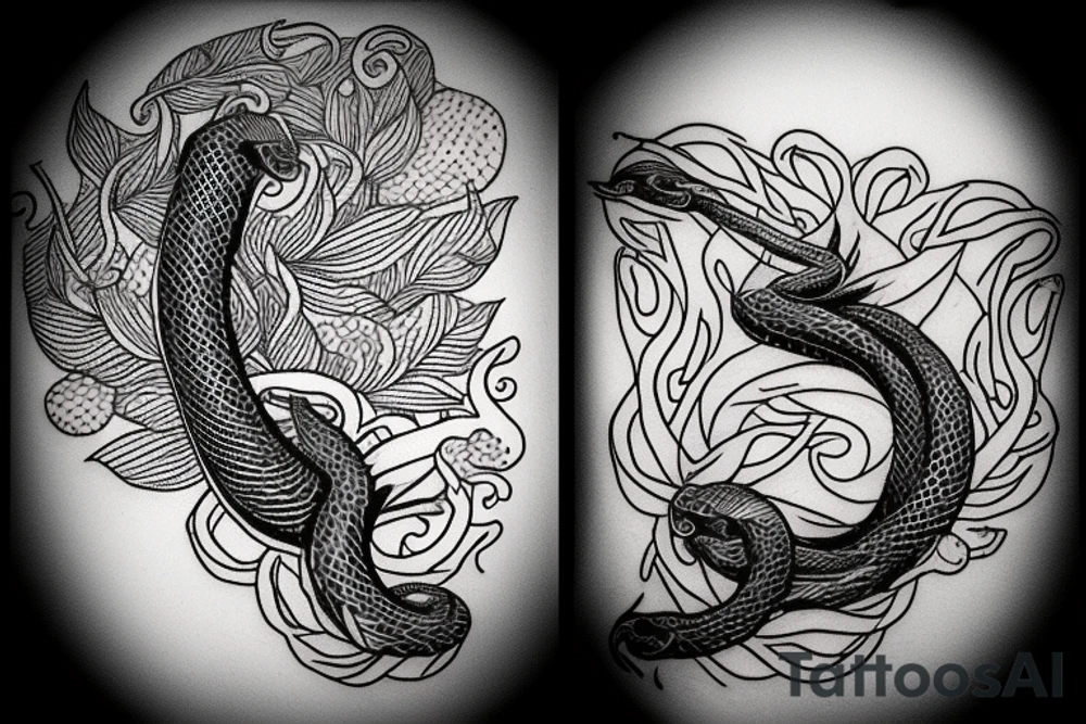 a burning feather in the form of a snake that turns into ashes tattoo idea