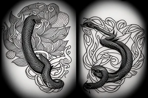 a burning feather in the form of a snake that turns into ashes tattoo idea