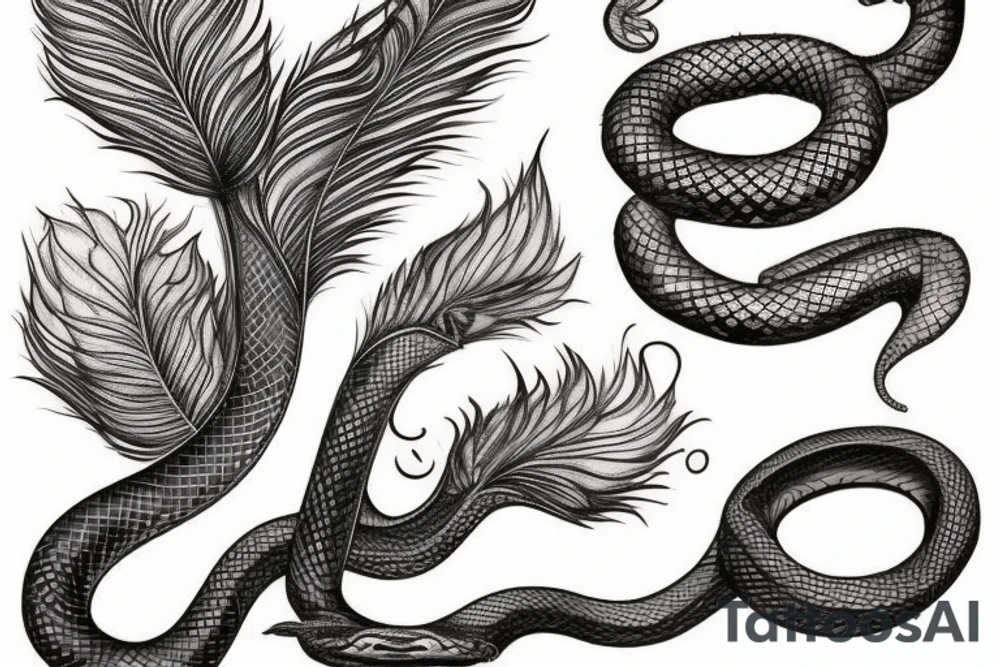 a burning feather in the form of a snake that turns into ashes tattoo idea