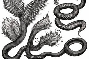a burning feather in the form of a snake that turns into ashes tattoo idea