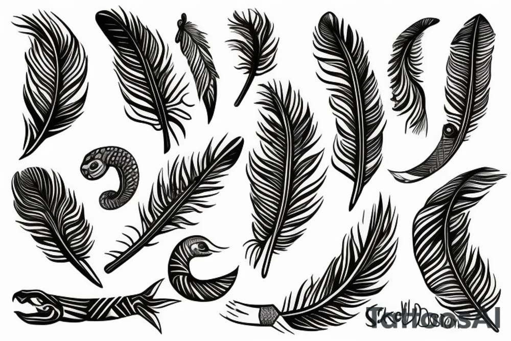 feather as snake tattoo idea