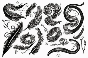 feather as snake tattoo idea
