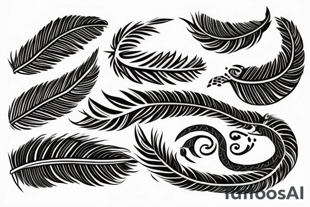 feather as snake tattoo idea