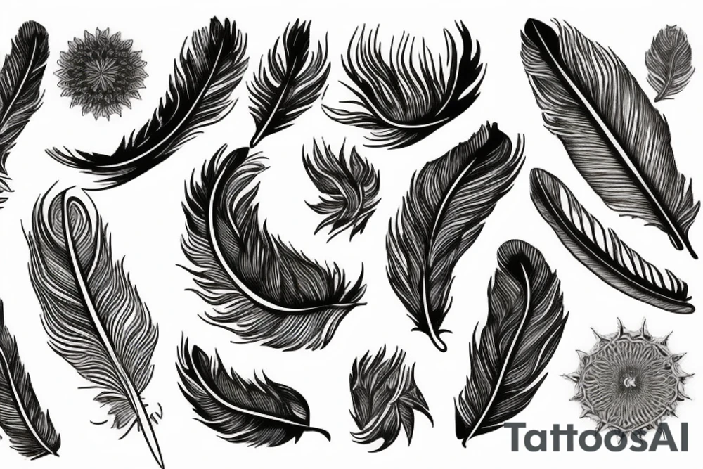 feather fire ash tattoo idea