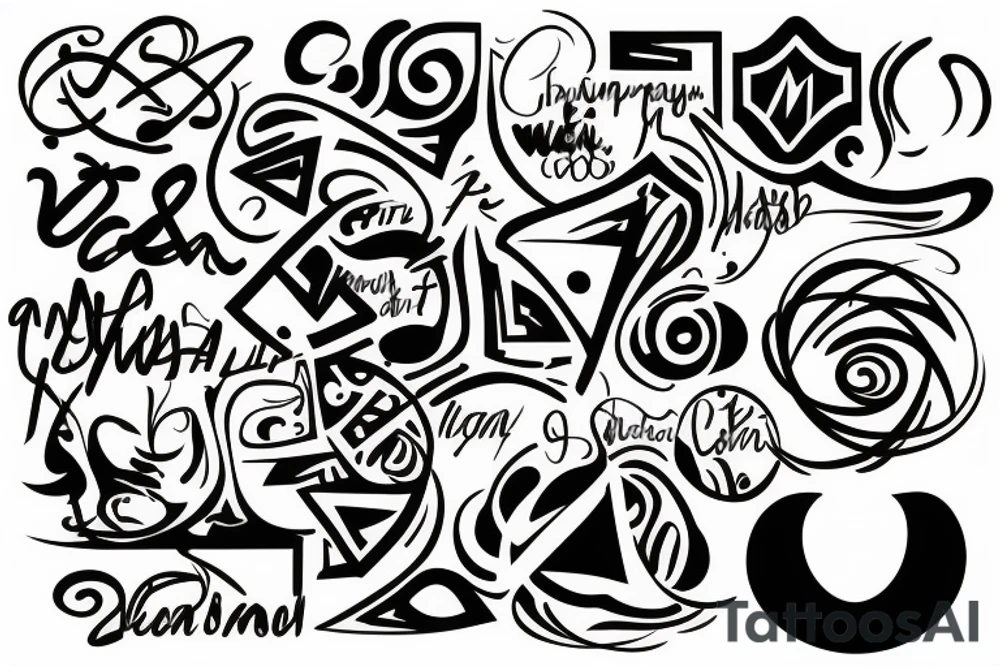 Modern with my sons name Leonel and Liam tattoo idea