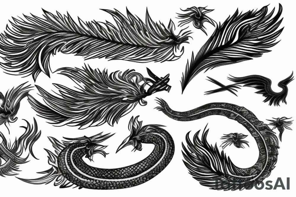 feather phoenix ash snake fire tattoo idea