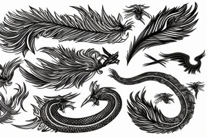 feather phoenix ash snake fire tattoo idea