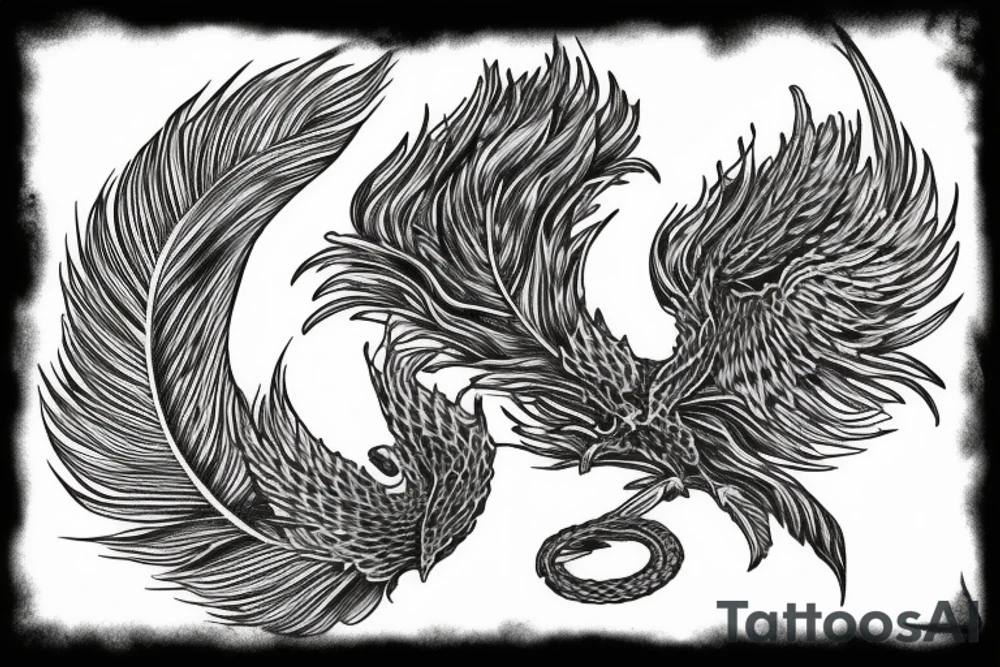 feather phoenix ash snake fire tattoo idea