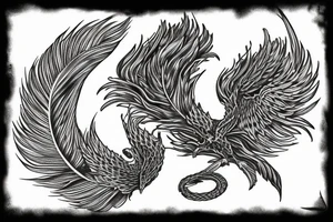 feather phoenix ash snake fire tattoo idea
