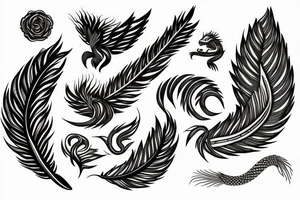 feather phoenix ash snake fire tattoo idea