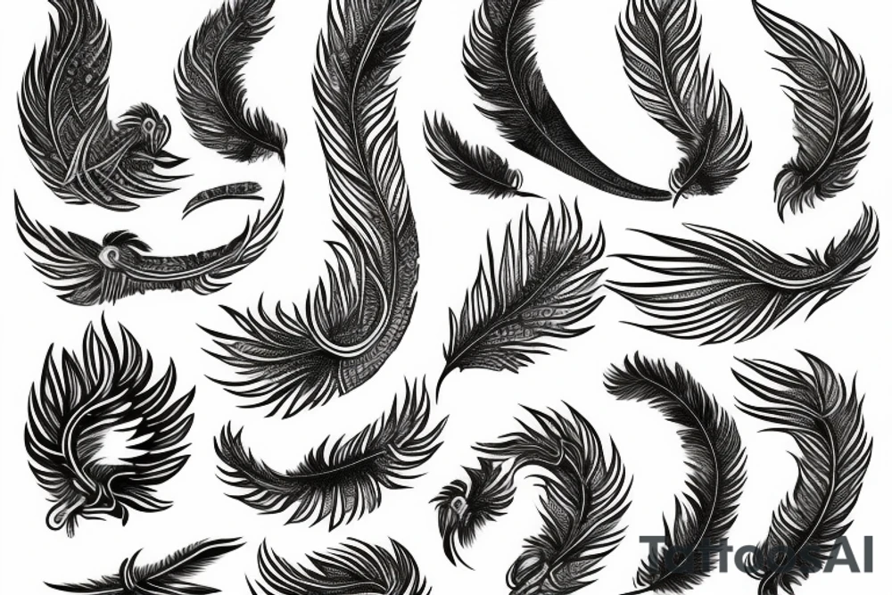 feather phoenix ash snake fire tattoo idea